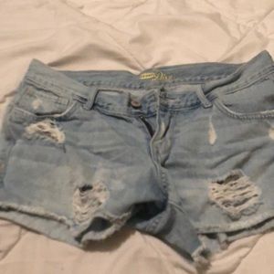 Light blue denim shorts